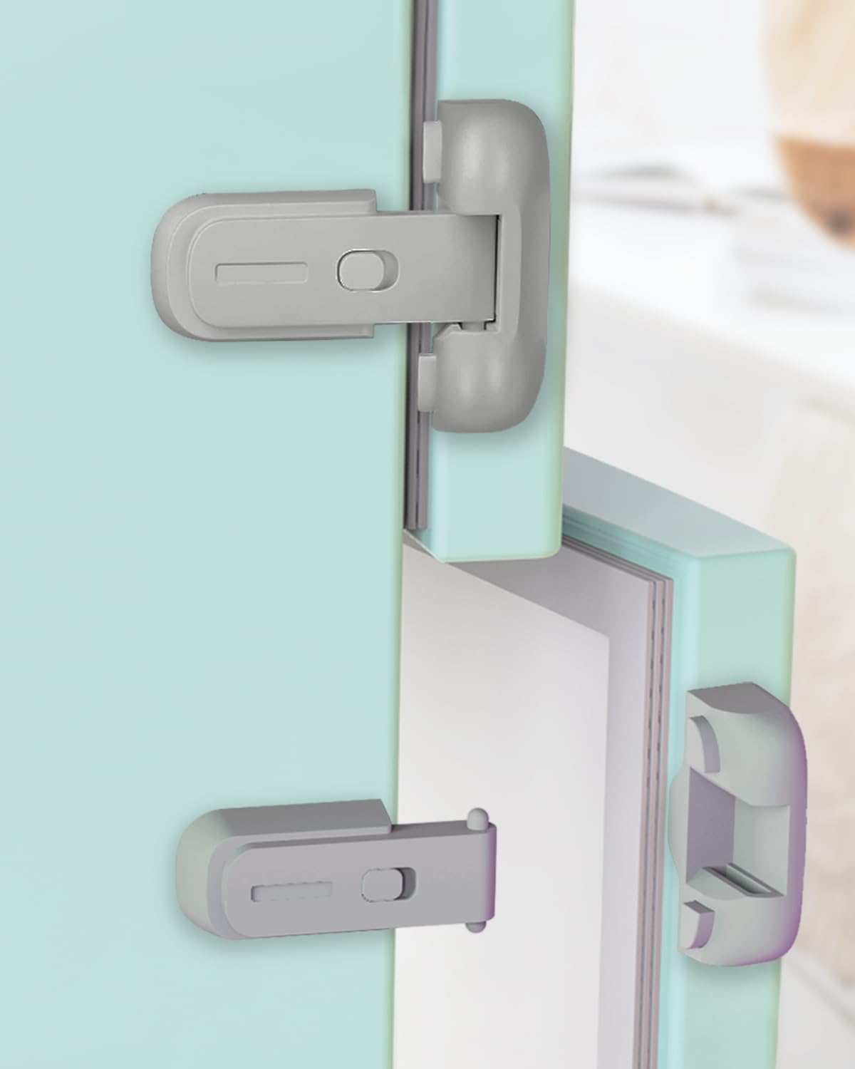 2 Pack Updated Baby Safety Proof Fridge Latch Lock to Keep Door Closed,Child Proof Refrigerator/Fridge/Freezer Door Lock for Toddlers and Kids,No Tools Need or Drill(White)