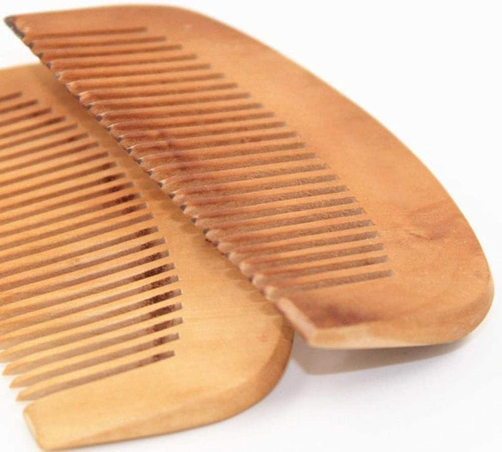 2 PCS Peach Wood Wooden Comb Anti-Static Comb Close Tooth image number 1