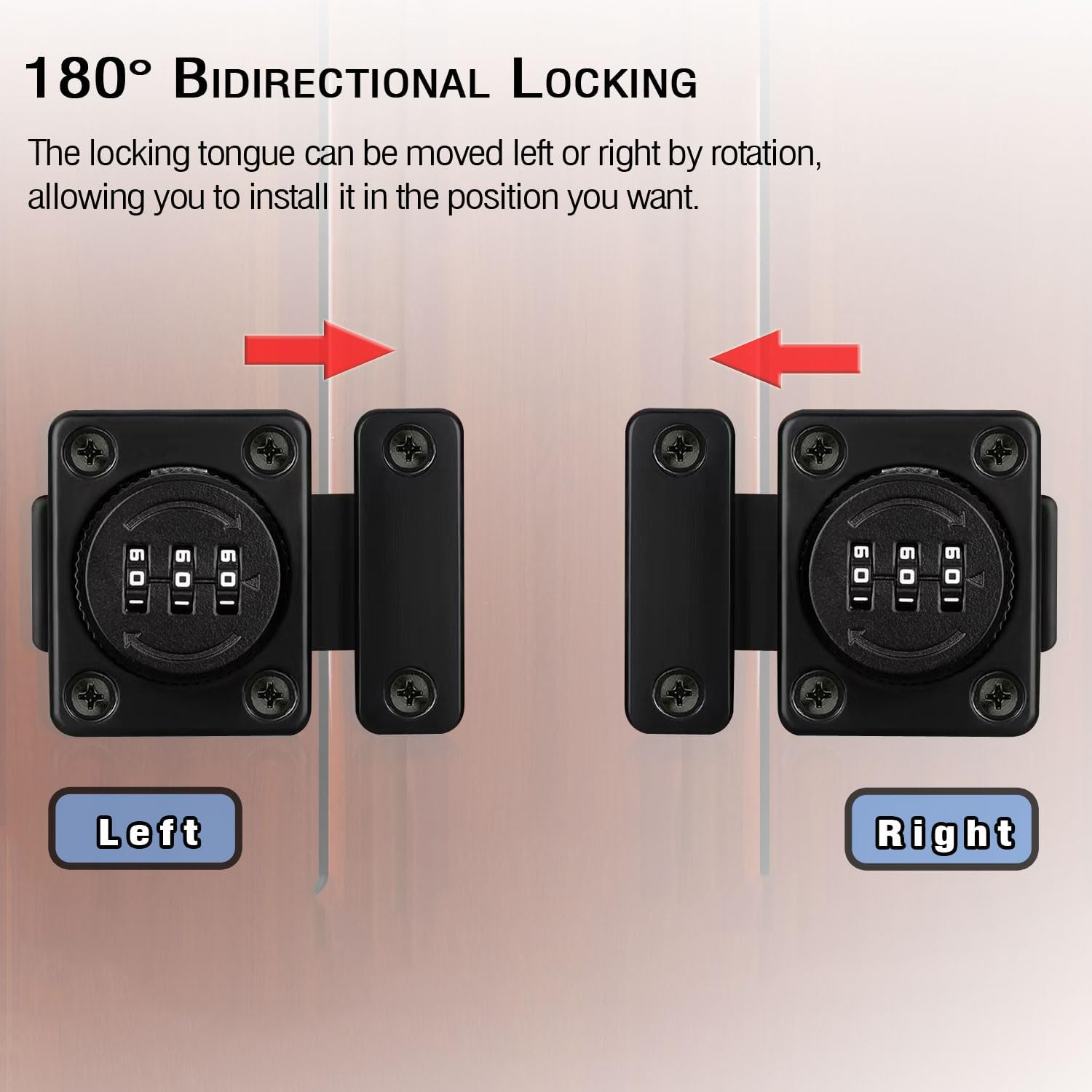 Portable Cabinet Combination Latch, 3-Digit Password Hasp Latch Lock,Cabinet Door Lock for One-Way Door, Cabinet, Drawer, Office File Cabinet Door (Black) image number 6