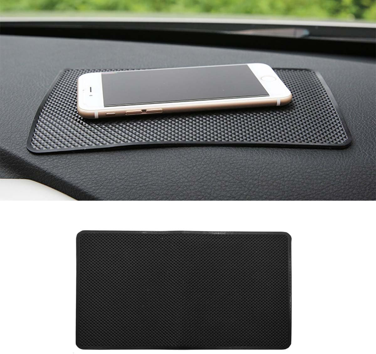 Car Dashboard Anti-Slip Silicone Pad, 10'' X 6'' Black Grid Sticky Adhesive Mat, Car Grasping Pad, Multifunctional Gripping Mat for Phones, Keys, Sunglasses, Coin, Electronic Devices (27&times;15 CM) image number 5