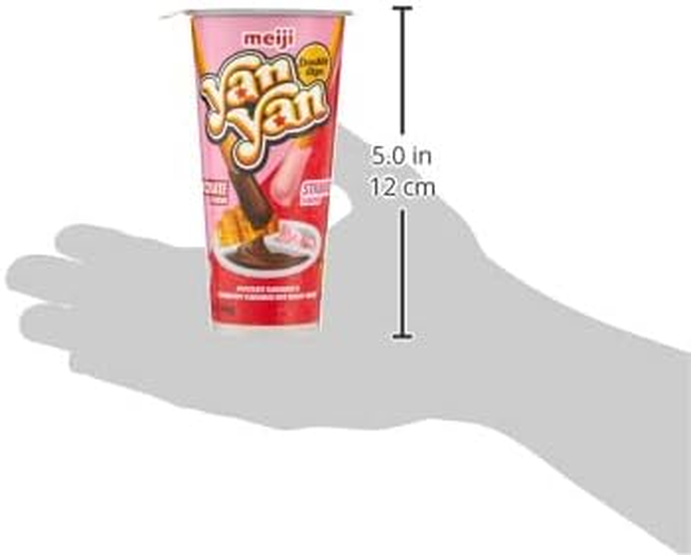 Meiji Yan Yan Double Cream Chocolate & Strawberry Biscuit Stick 44 G (Pack of 3) image number 3
