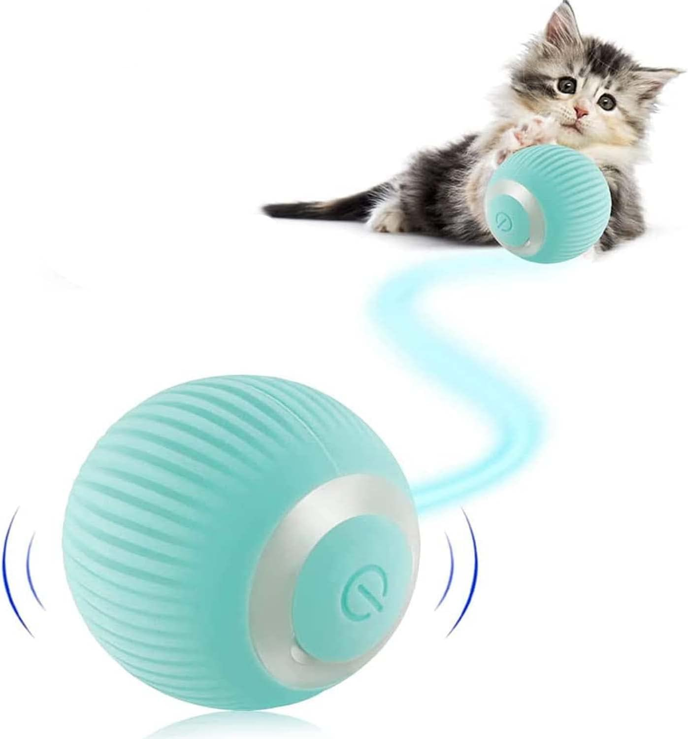 Cat Ball Toy, Intelligent Indoor Automatic Moving Ball Puzzle Dispel Boredom USB Charging Pet Toy with Light, Interactive Cat Ball Toy,Fun Present for Kitten (Pink)