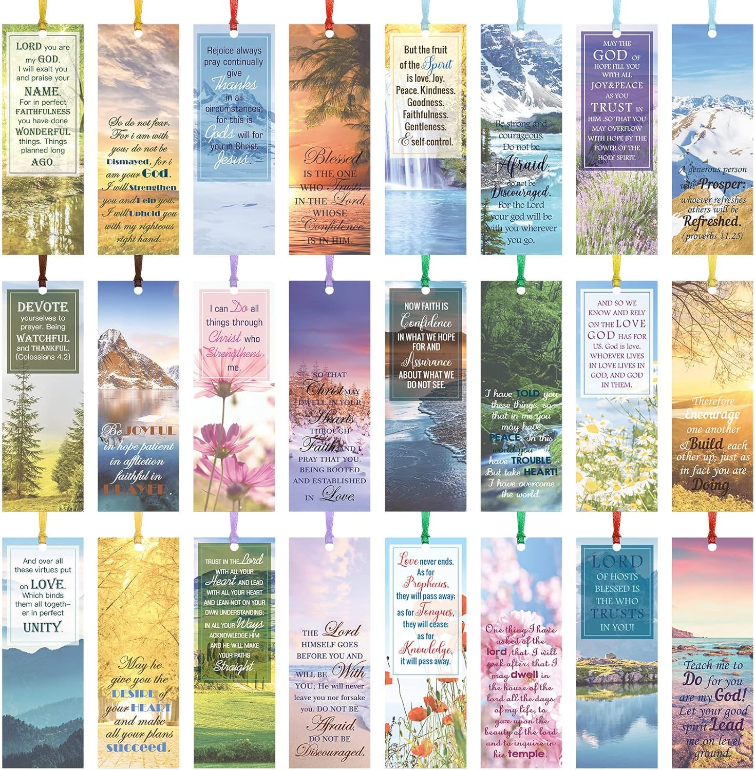 120 Pcs Bible Verse Inspirational Bookmarks Scripture Christian Motivational Bookmarks Encouragement Verse Page Marker with Colorful Ribbons Christmas Gifts for Women Men Church Office Supplies image number 4