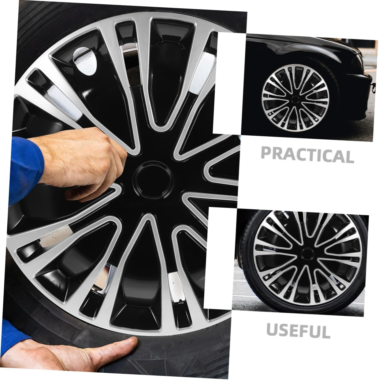 Mikinona 2Pcs Automotive Wheel Hub Covers Hubcaps Car Rim Covers Decorative Car Interior Accessories