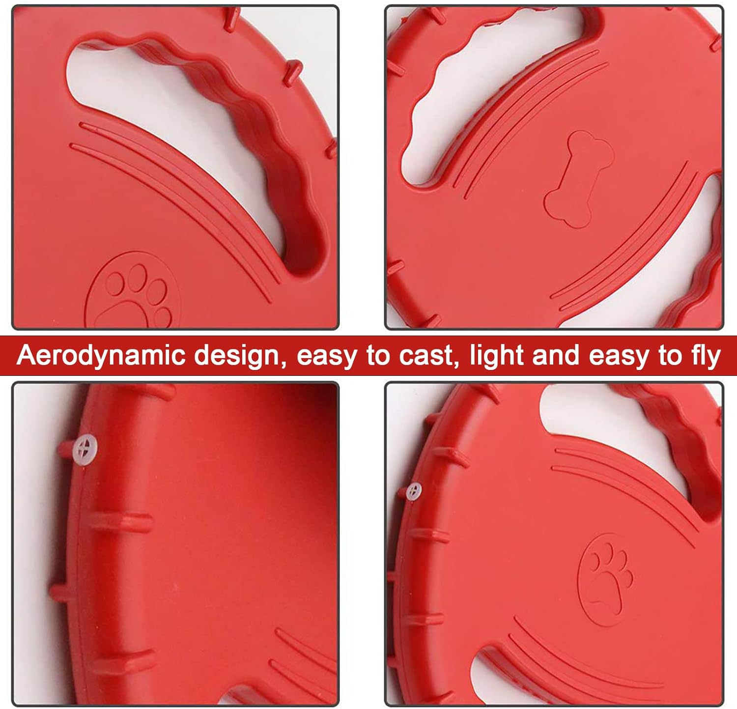 Red Dog Frisbee Dog Tugger Toy Indestructible Dog Flying Disc for Small and Medium Dogs image number 4