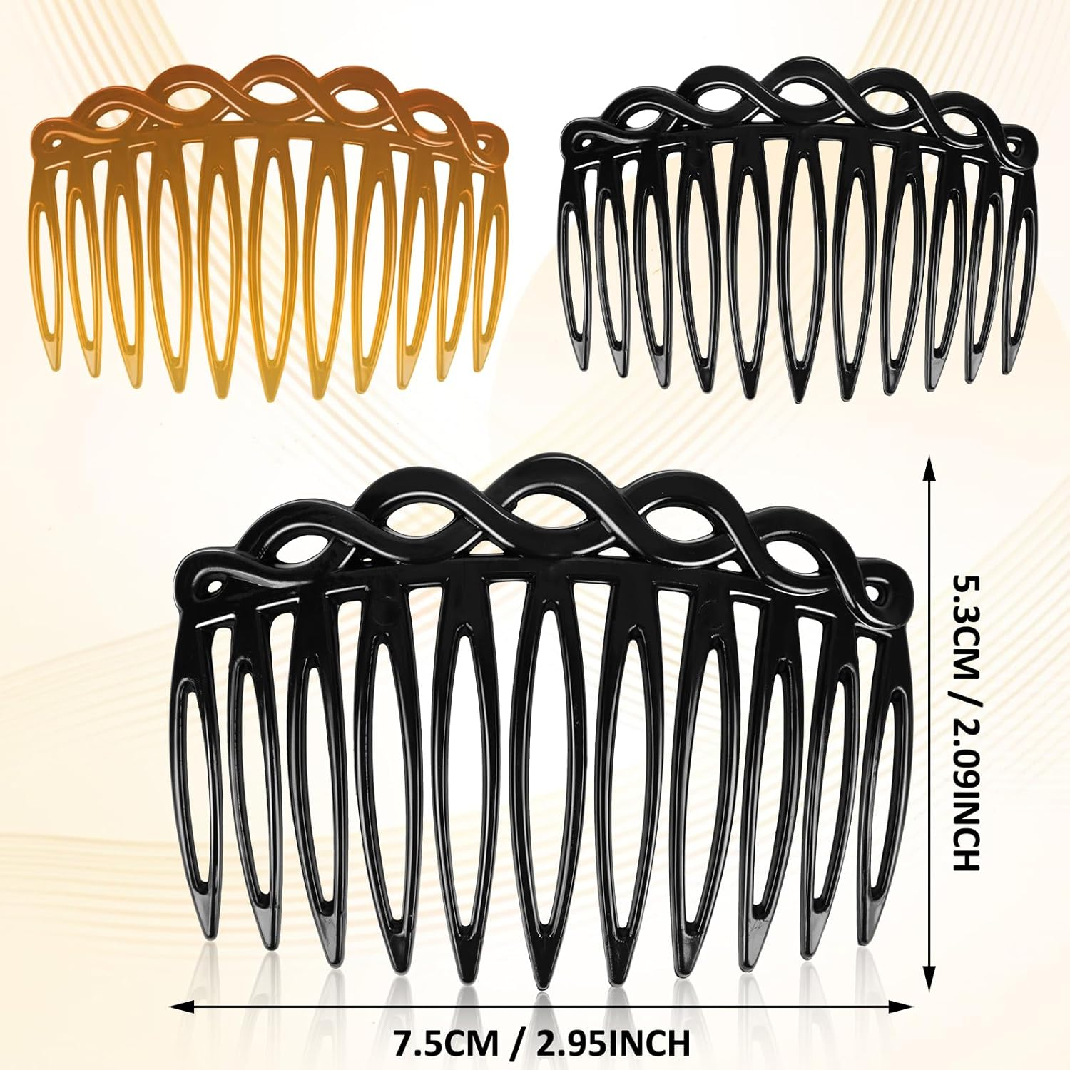 COMNICO 6 Pcs French Hair Side Combs (Black, White, Light Brown) - Black, White, Light Brown image number 6
