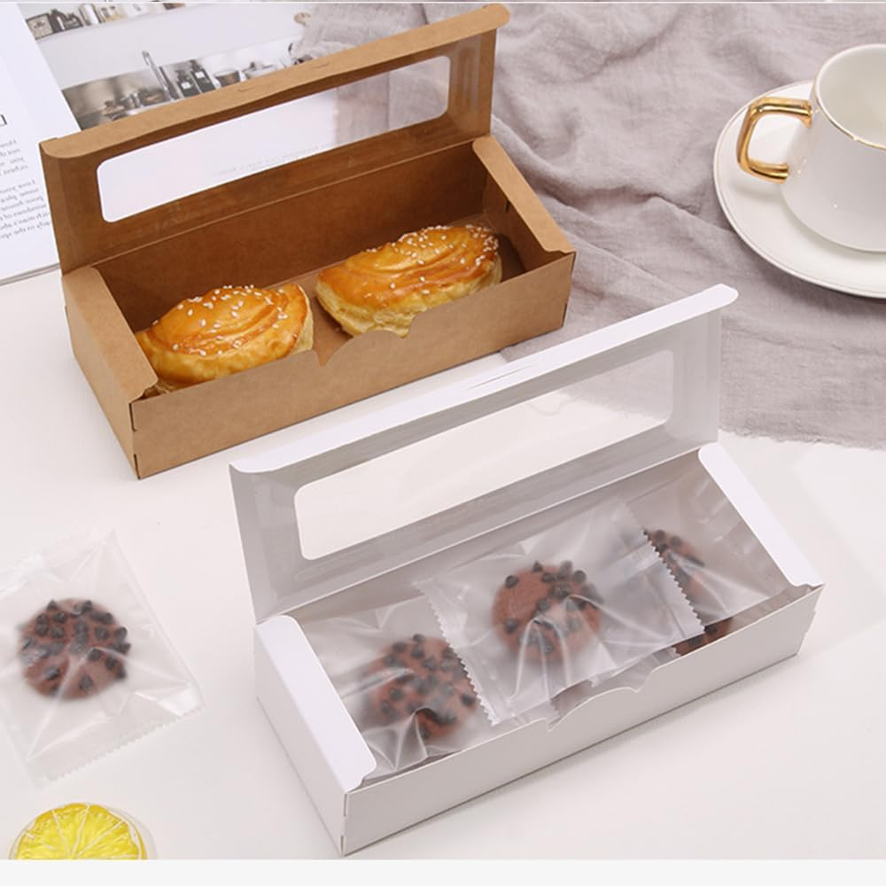 Macaron Boxes with Window Macaron Gift Box,10Pcs Macaron Boxes Macaron Gift Box,Small Macaron Container,Macaron Packaging Box Macaron Gift Giving Boxes,Macaron Gift Boxes Macaron Container Boxes,White - Brown image number 3