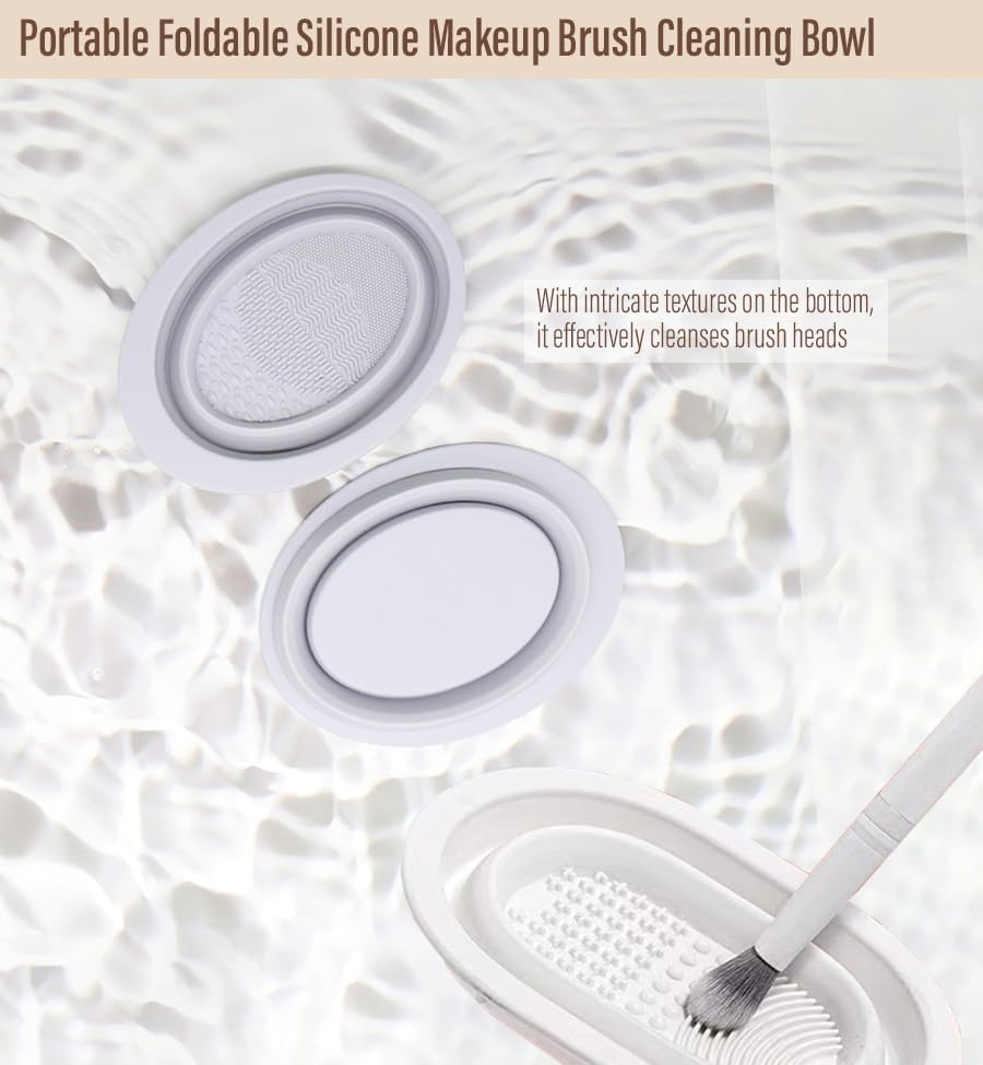 12 Pcs Make up Brushes Sets with PU Bag, 10 Professional Make up Brushes with a Silionce Cleaning Foldable Bow & Silionce Lip Brush, Used for Blush, Foundation, Eyeshadow image number 4