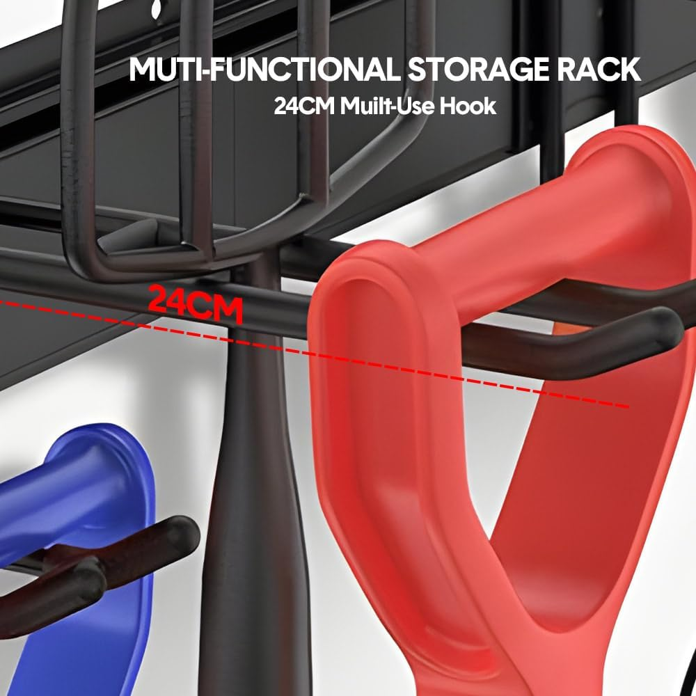 ALSTON Garage Tool Organizer Heavy Duty Wall Mount Storage Rack Steel Garden Tool Hanger with 6 Removable Hooks for Broom Rake Shovel Yard Tools Max Load 180Kg image number 2