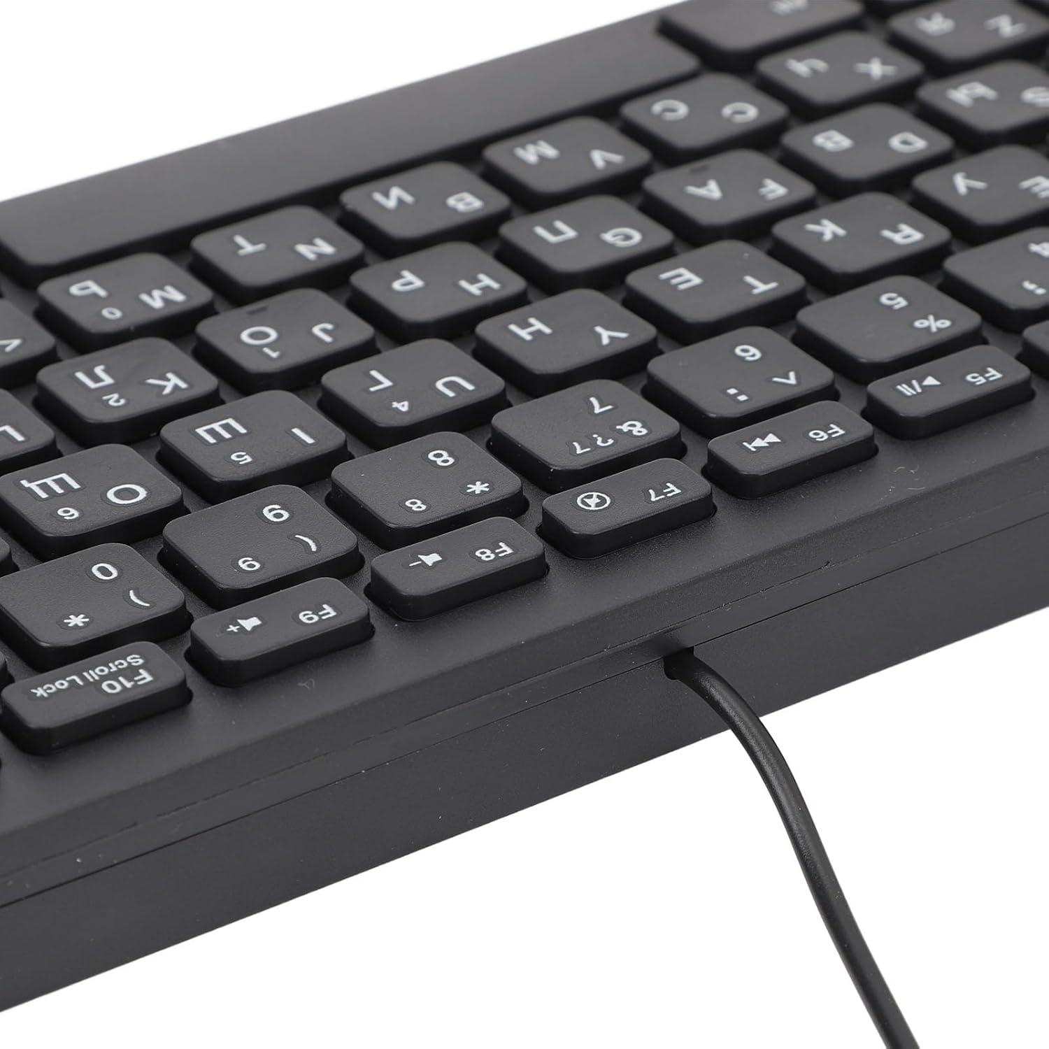 Ultra Slim Russian/Arabic English Bilingual Language Keyboard, 78 Key USB Wired with Scissor Switches, Plug and Play for Desktop PC (Russian) image number 4