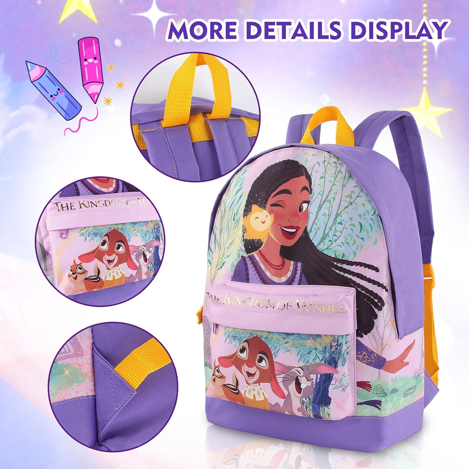 Discoball Kids Toddler Travel Backpack for Girls Boys, Primary Children Disney Wish School Bags for Girls Boys Nursery Cute Cartoon Backpacks, Travel School Bags for Girls Boys Gifts image number 4