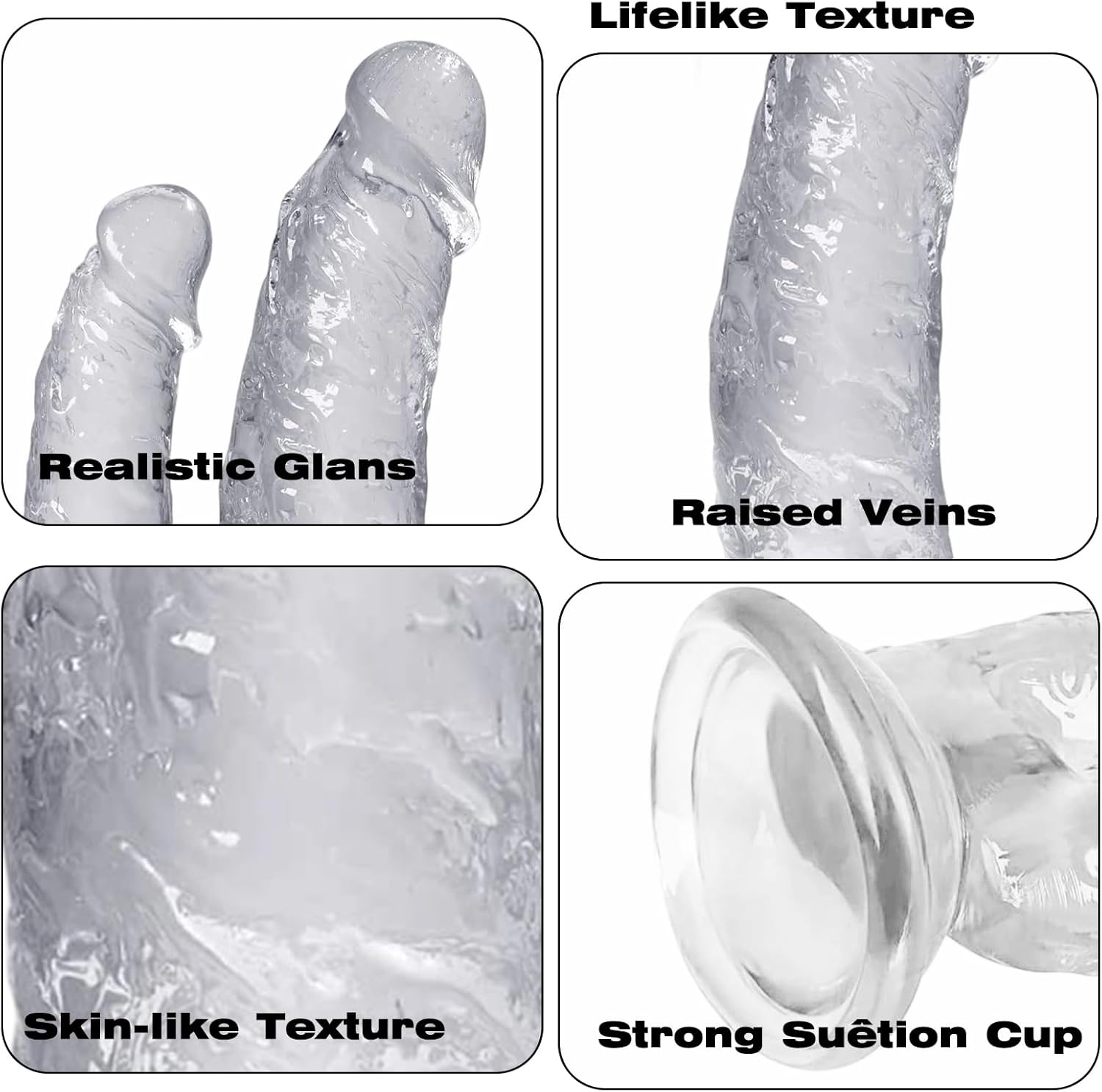 8.26 Inch Double Ended Realistic Dildos, Big Silicone Dildo Adult Sex Toy with Suction Cup Base for Hands-Free Play, Soft Fantasy Lifelike Dildo for G-Spot and Anal Play Sex Toys for Women Transparent image number 1