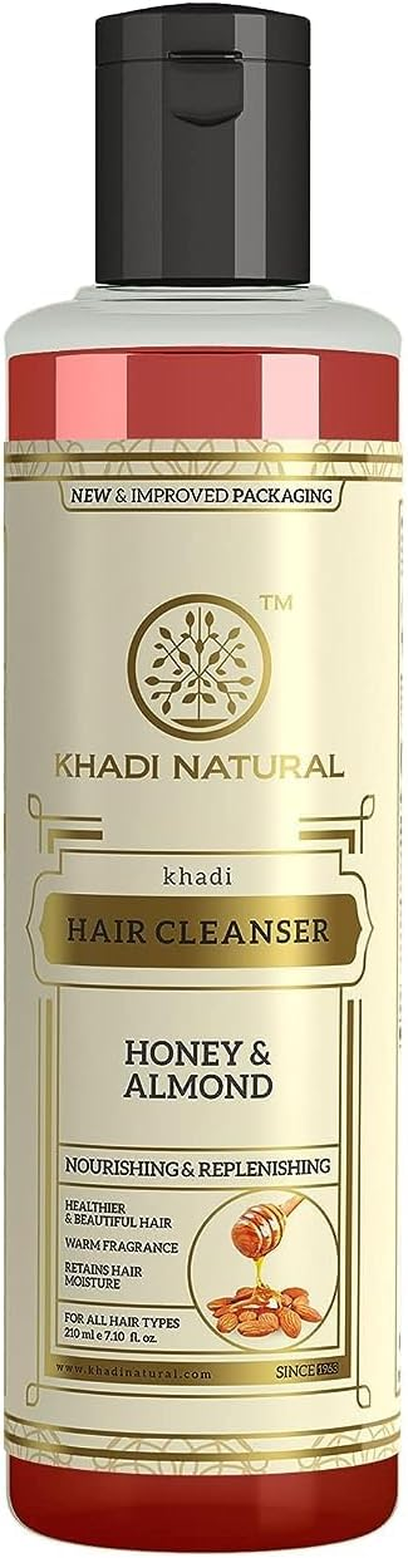 Green Velly Indian Khadi Natural Honey & Almond Hair Shampoo for Controlling Hair Fall |Natural Shampoo for Healthy & Shiny Hair |Suitable for All Hair Types, 210Ml