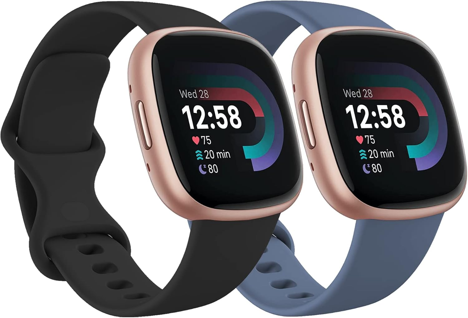 Band for Fitbit Versa 4 Versa 3 Bands, Sense 2 Band & Sense Band, Soft Silicone Sport Watch Strap Replacement Wristband for Fitbit Versa 4 / Versa 3 / Sense 2 / Sense, Women Men Small Large, 2 Pack