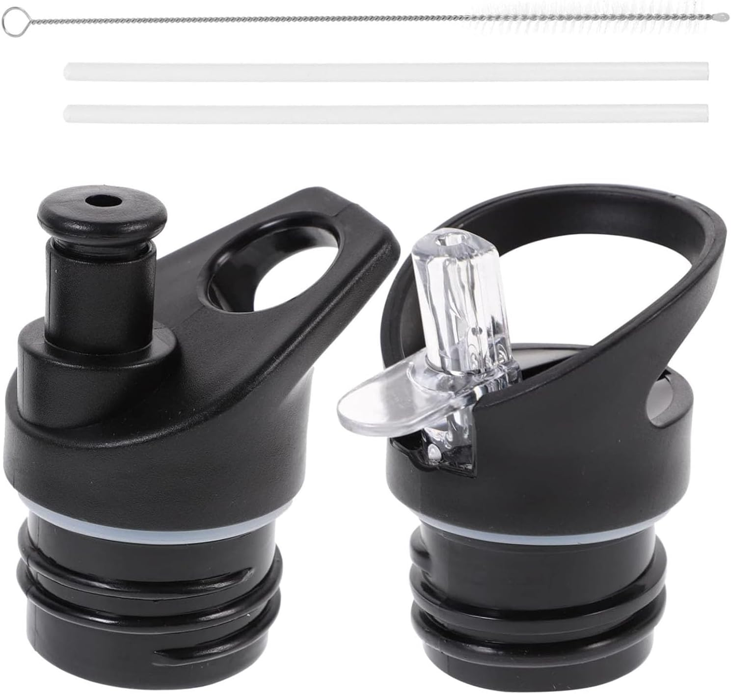 Mtxorvix 2Pcs Suction Nozzle Cover for Daily Use Bottles Kanteen Series Bottle Lids Replacement Spout Valve Water Jug Caps Collapsible Wide Mouth Straw Lid, Straw and a Brush image number 3