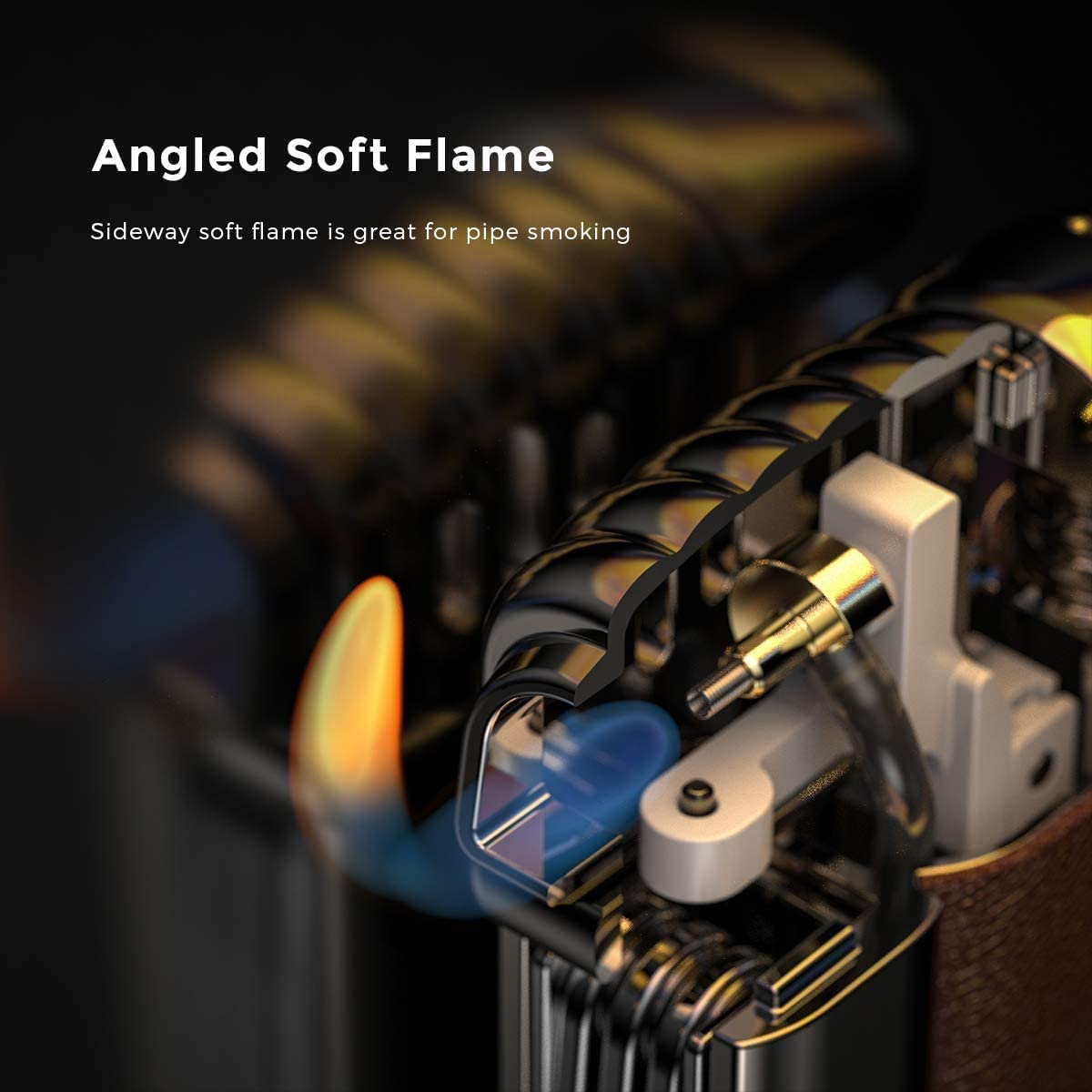 Windproof Cigar Lighter with Metal Tools Angled Soft Flame Butane Gas Refillable Lighters Gift Set for Men (Sold without Gas) image number 4