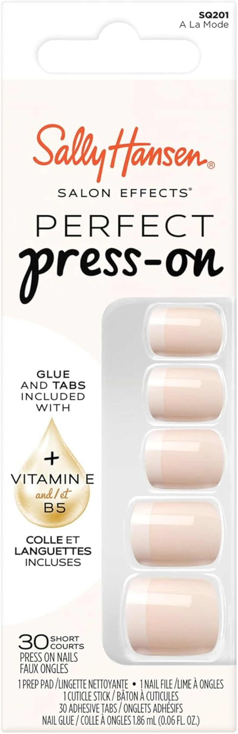 Sally Hansen Salon Effects Perfect Press-On Nails, Viva Vanilla, Press on Nails, Easy to Apply, Nail Glue & Adhesive Tabs Included