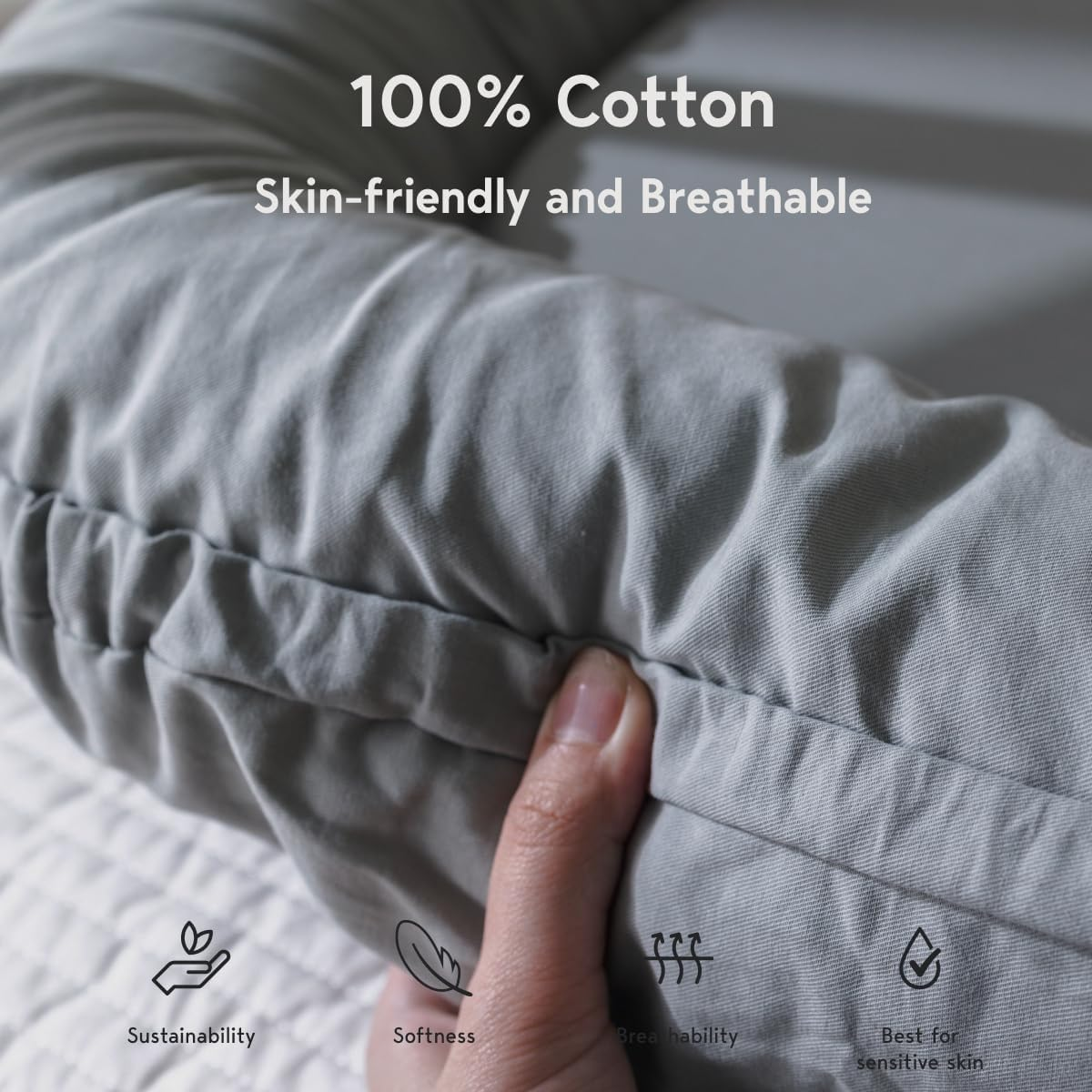 Coocoobaby Infant Lounger, Baby Nest Cover for Baby Girls & Boys, Newborn Essentials for Baby 0-12 Months, 100% Cotton Breathable, Co Sleeper Portable Travel Bed (Slategray) image number 4