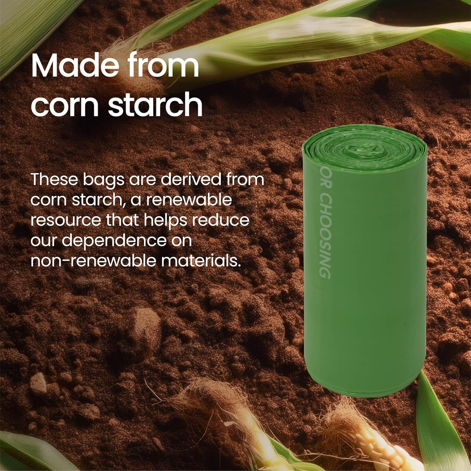 Eco Basics Compostable Kitchen Bags &ndash; 9.5L, 25 Bags (39X39Cm), Breathable Corn Starch Bags, Reduces Bacteria & Odor, Fits All Kitchen Scrap Bins image number 2