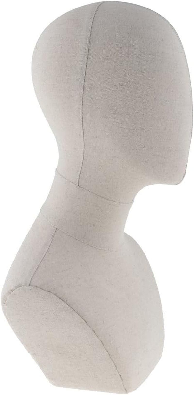B Baosity Canvas Block Cork Head Model, Hair Wig Hairpiece Making Display Stand, Mannequin Manikin Head with Shoulder Bust image number 1