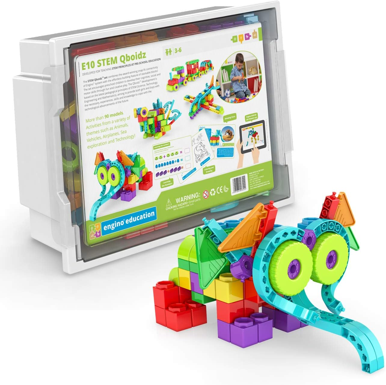 Engino - Classroom & Makerspace Solutions | STEM Qboidz Set - STEM Learning Activities - Stackable Blocks (90 Model Options) | Perfect for Home Learning, Multi