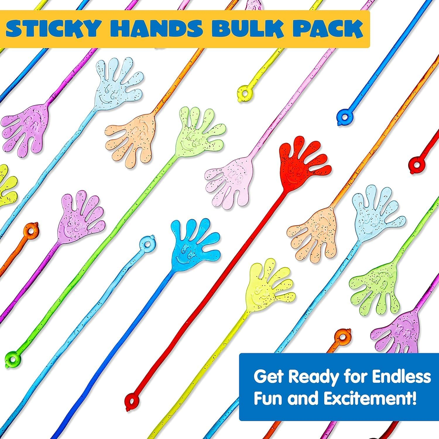 JOYIN 48Pcs Glitter Sticky Hands Party Favors, Sticky Fingers Party Table Favors Set for Kids, Holiday Traditions, Classroom Treasure Box Carnival Prizes Bulk Pinata Stuff Mini Toys image number 1