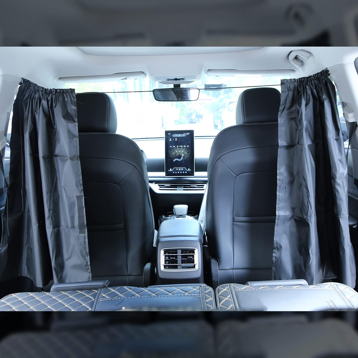 Car Divider Curtain Sun Shade, 1Pc Removable Front Rear Seat Car Curtains and 2Pcs Magnet Square Car Side Curtains Blackout Privacy Shades for Car Camping image number 6