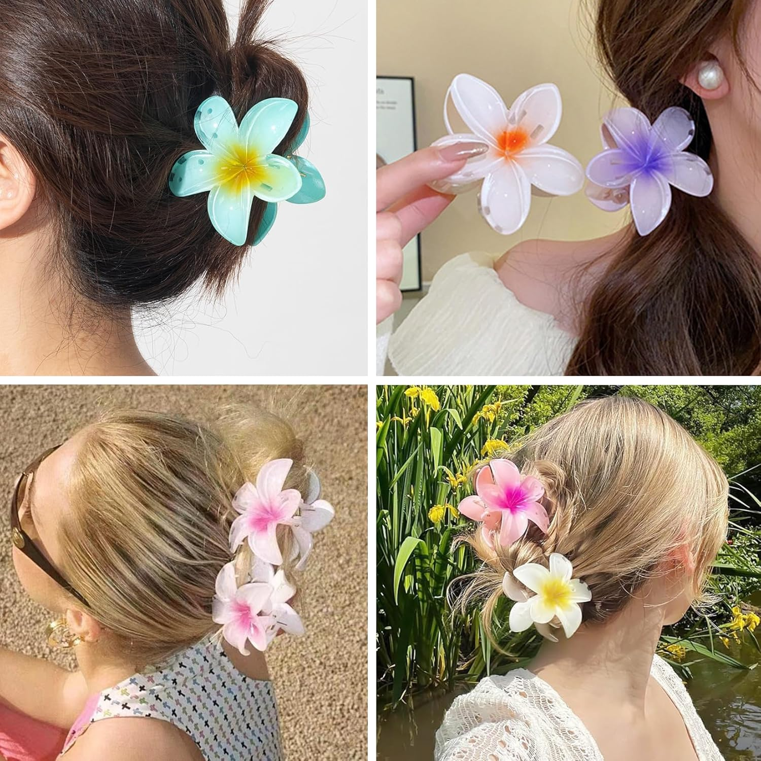 Jurcicat Pack of 8 Flower Hair Clips Trendy Non-Slip Cute Plastic Hair Clips for Non-Slip Hair Clip Fixing Women Thick/Thin Hair image number 6