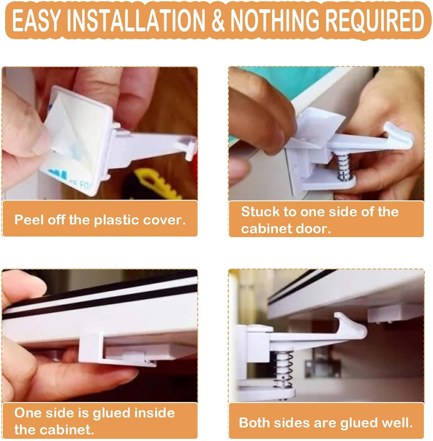 Child Safety Drawer Locks 8 Pack - Baby Proof Cabinet Latches with Heavy Duty Adhesive, No Drill Installation & Tool-Free Setup for Australian Homes