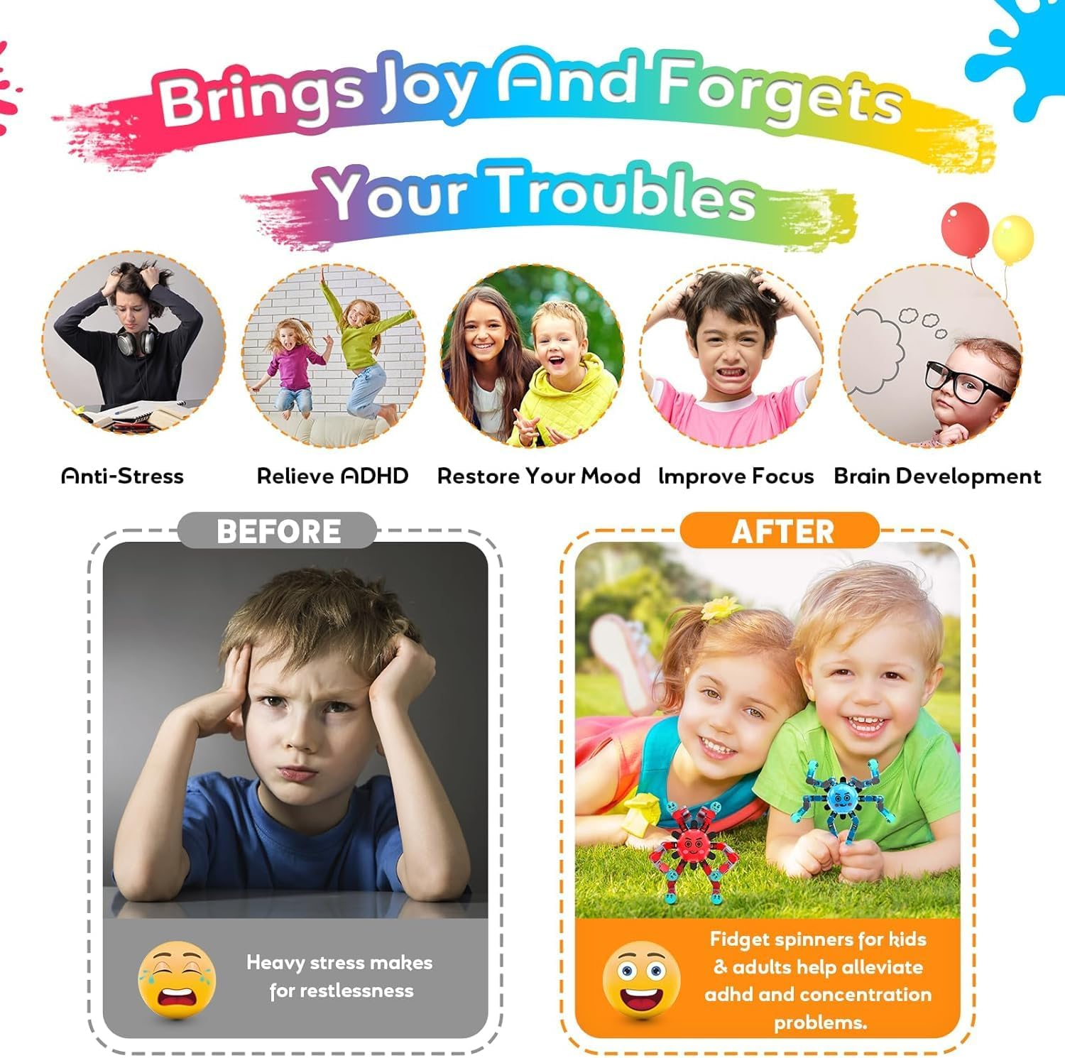 ASIOWELY Transformable Fidget Spinner Toys for Kids and Adults,3 PCS Finger Sensory Toy for Teens with Autism ADHD Anxiety Relief,Birthdays Gifts Party Favors for Boys Girl Travel Stocking Stuffers