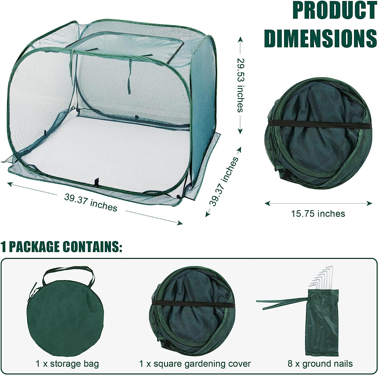 ANC POP 3 Pack Pop up Mesh Plant Cover, Plant Protector for Raised Garden & Flower Bed, Net Cage Plant Guard for Fruits, Vegetables, Seedlings and Herbs, 8 Ground Stakes for Fixing. image number 4