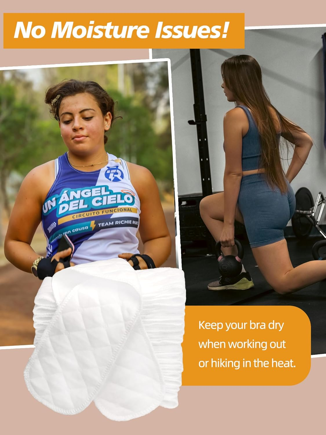 WIBOND Sweat Pads for Bras, Breast Sweat Absorber 3 Layer Bra Liners to Absorb Sweat under Breasts, Breast Pads for Sweat and under Stomach Sweat Pads Cotton Women Tummy Liners image number 3