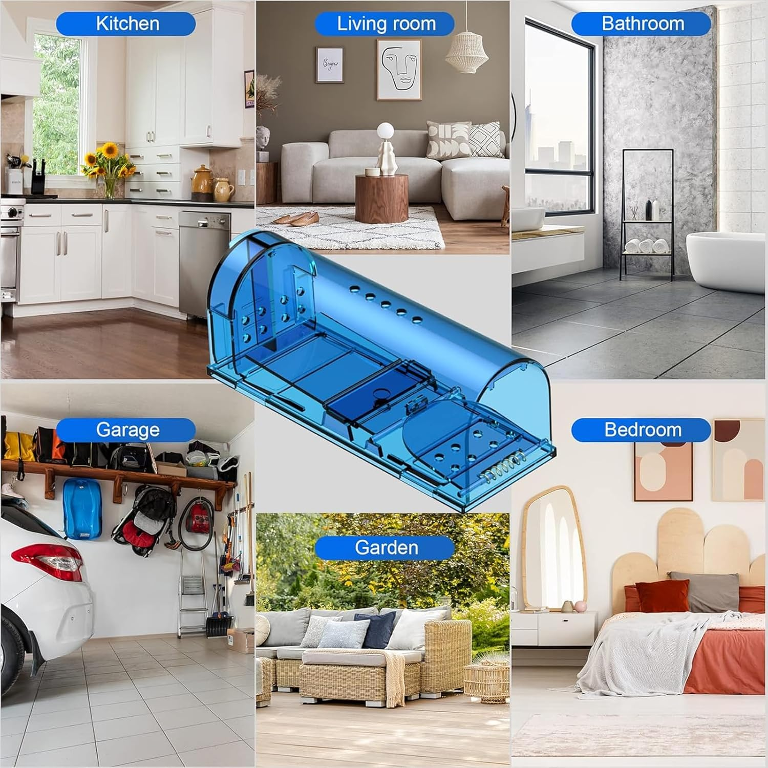 Weidllys Humane Mouse Trap | Catch and Release Mouse Traps That Work | Mice Trap No Kill for Mice/Rodent Pet Safe (Dog/Cat) Best Indoor/Outdoor Mousetrap Catcher Non Killer Small Capture Cage (Blue) image number 2