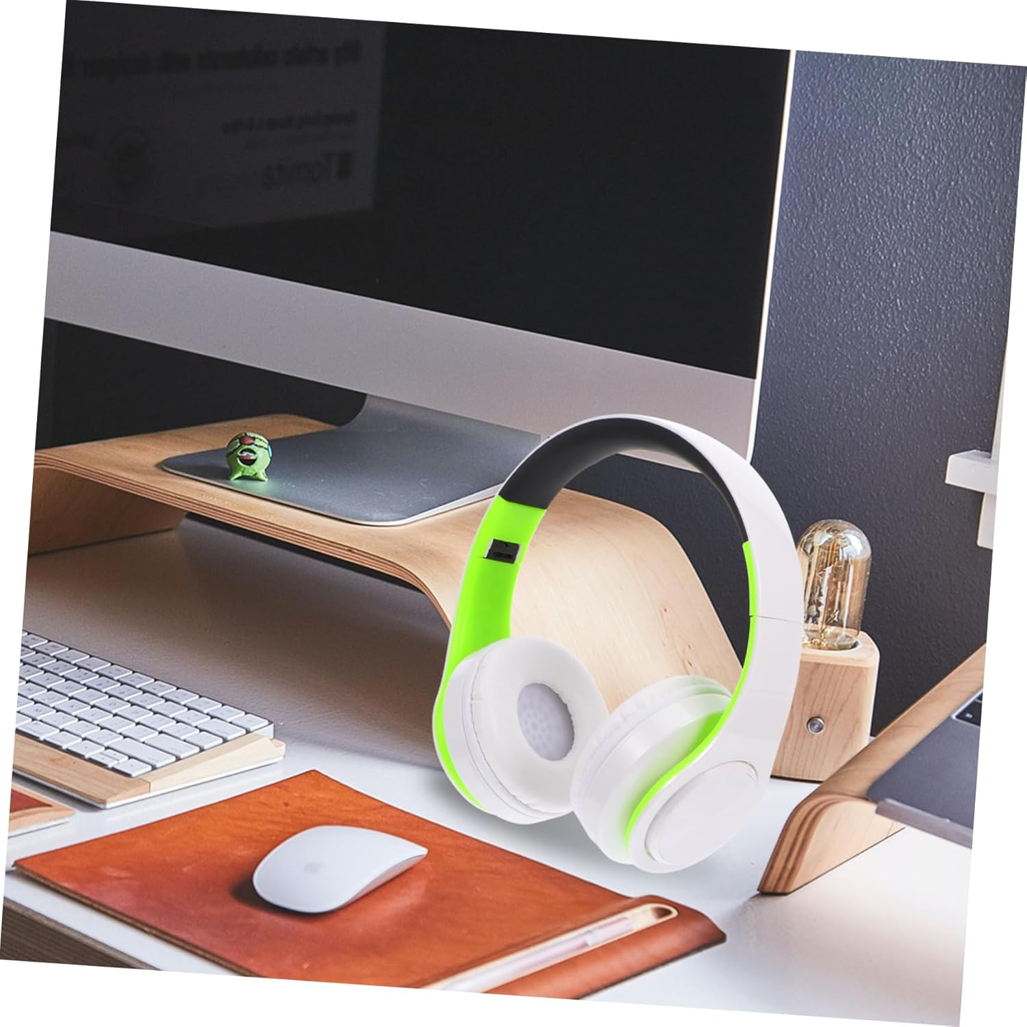 TEHAUX Head-Mounted Wireless Headphones Foldable Design Noise Canceling Feature for Office Use and Cellphone Compatibility