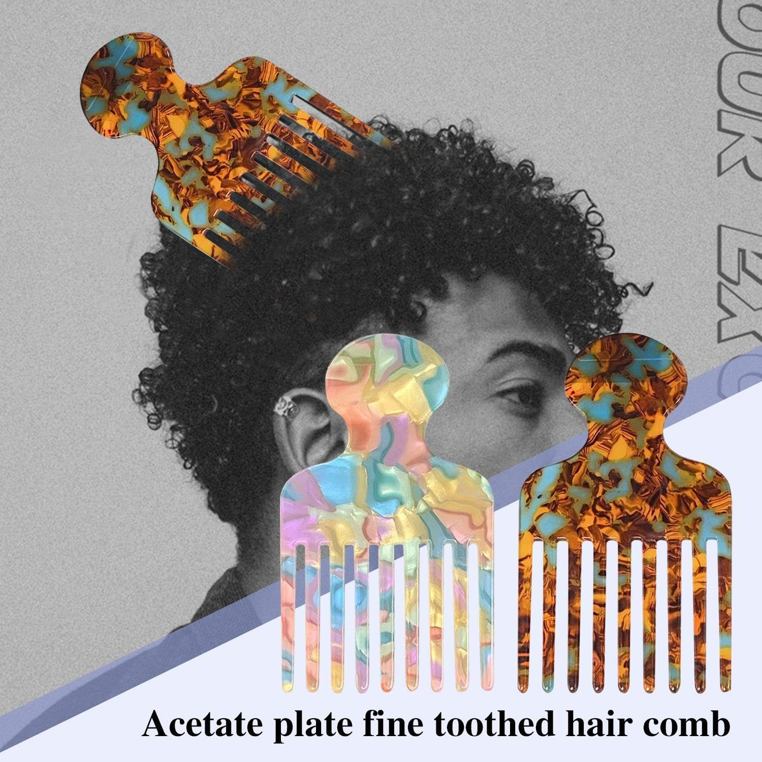 3 Fine Tooth Massage Hair Combs, Fashionable Marble Pattern Hair Combs, Hairstyle Finishing Tools, Hairdressing Supplies for Men and Women image number 4