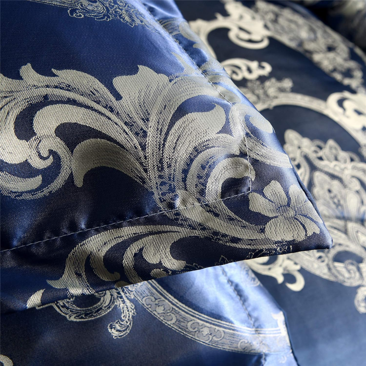 Raytrue-X King Comforter Set Silk Blanket All Season Bed Comforter King Set Royal Blue Jacquard Quilt Soft Microfiber Bedding Sets Matching 2 Pillow Shams(King, 104X90 Inches) image number 3