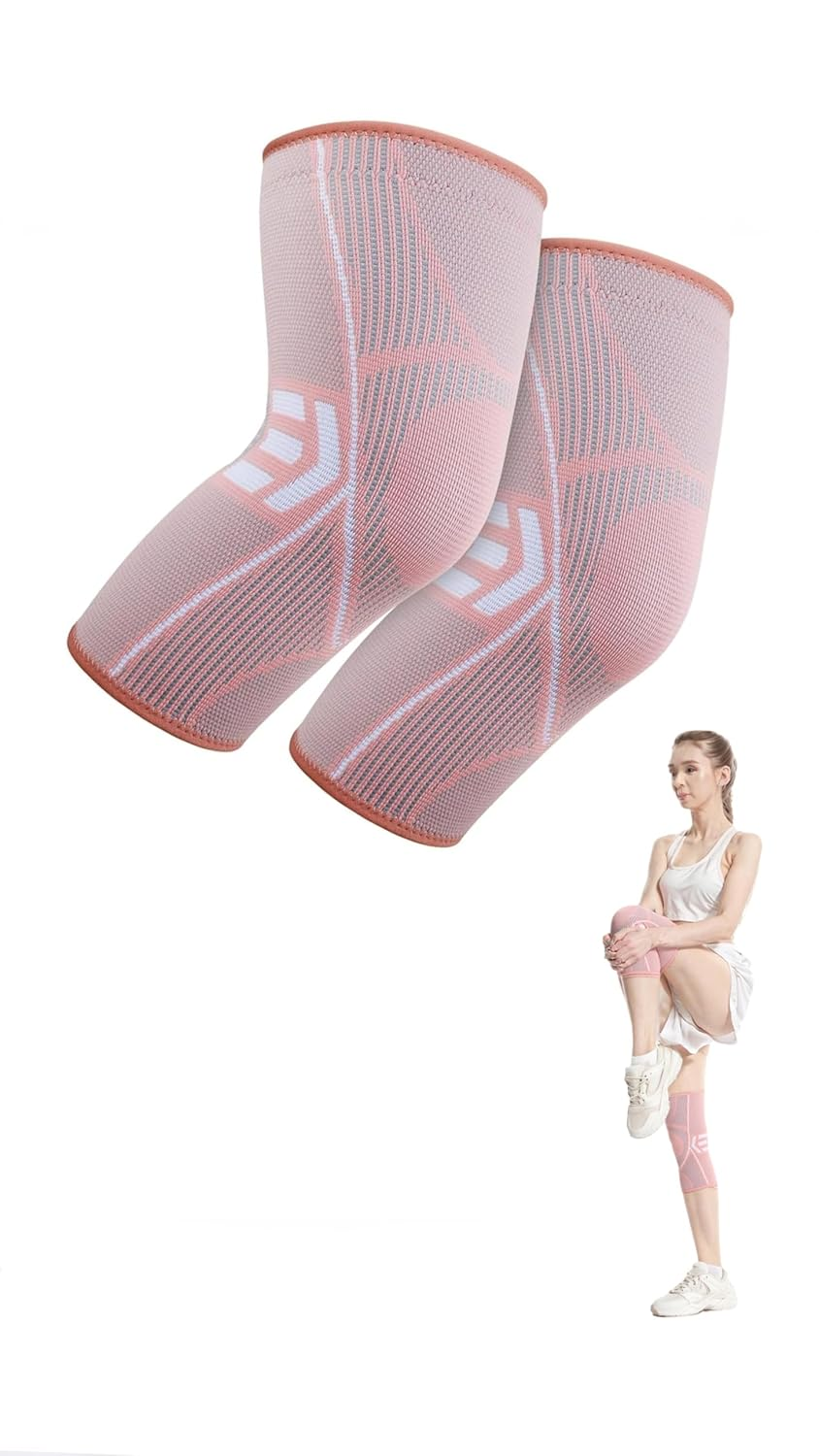 Honwor Compression Knee Support Brace 2-Pack for Women - Pain Relief, Arthritis, Meniscus Tear, Injury Recovery - Ideal for Fitness, Running, Sports, Gym, and Hiking image number 2