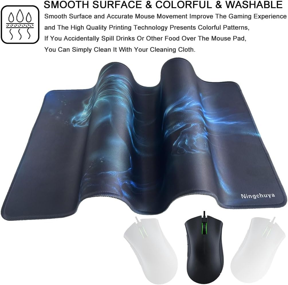 Mouse Pad, Large Desk Mat on Top of Desk Keyboard Playmat, 23.6X11.8In Extended Mouse Pad for Work, Game, Office, Home (6030 Dragonnew) - 6030 Fantasymoon image number 3