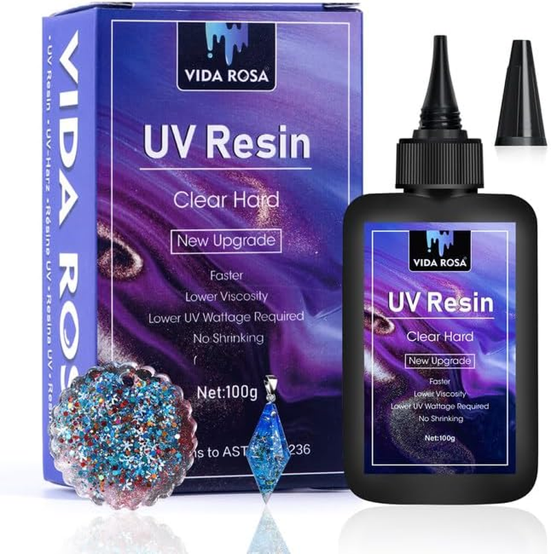 300G- VIDA ROSA Crystal Clear Hard Ultraviolet Curing Epoxy Resin for Jewellry Making Art Pendants, Earrings, Necklaces, Bracelets, Nail Art Accessories