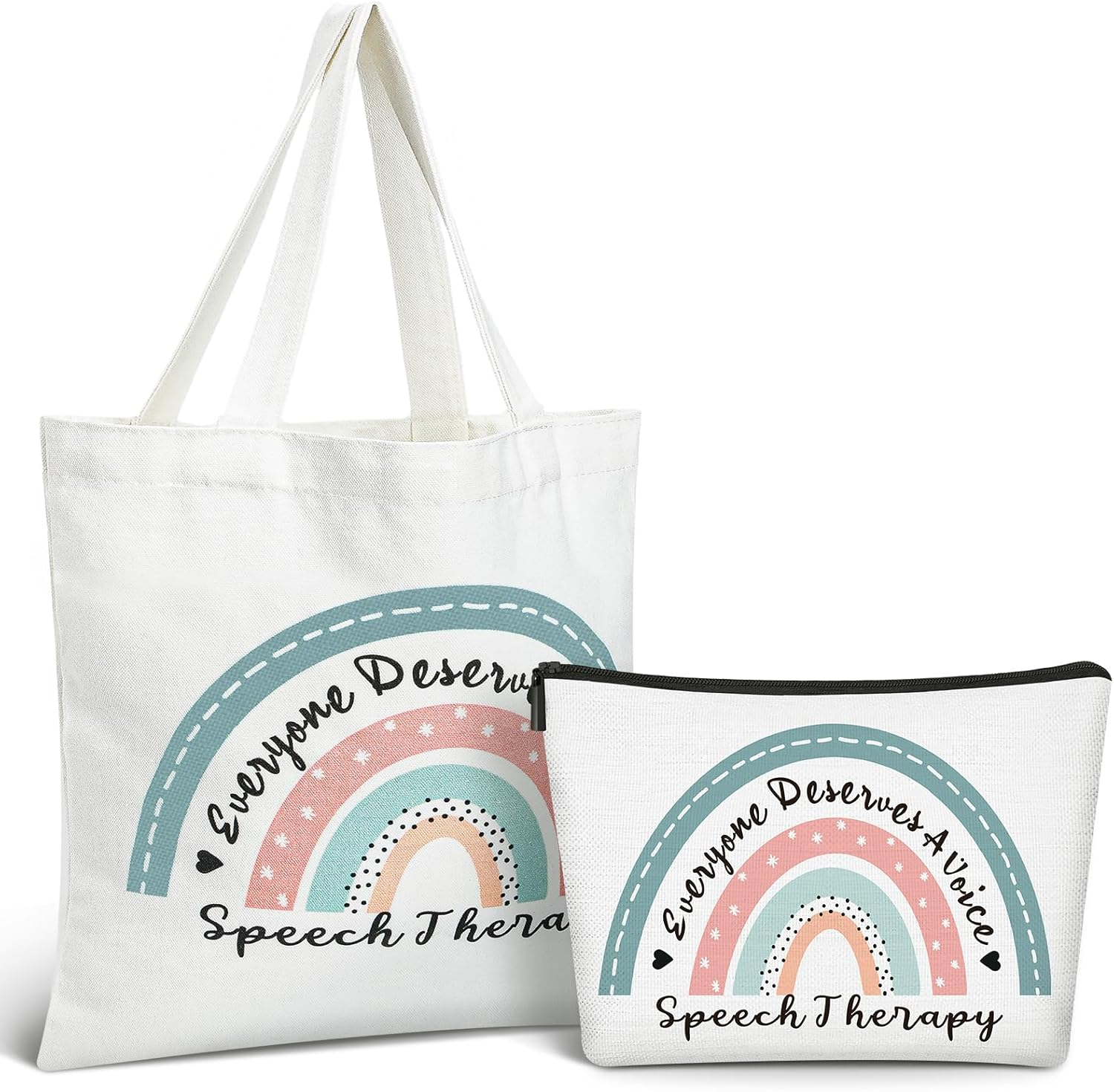 Shinylin 2 Pcs Speech Language Pathologist Gift Speech Therapy Tote Bag Rainbow SLP Makeup Bag for Speech Pathologist image number 3