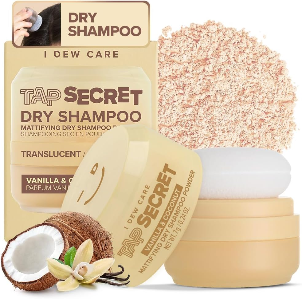I DEW CARE Tap Secret Dry Shampoo Powder with Biotin - Tap Secret Vanilla & Coconut | Revitalizing & Volumizing, Powder Type, Travel Size, Non-Aerosol Format, Korean Ginseng, 0.24 Oz image number 4