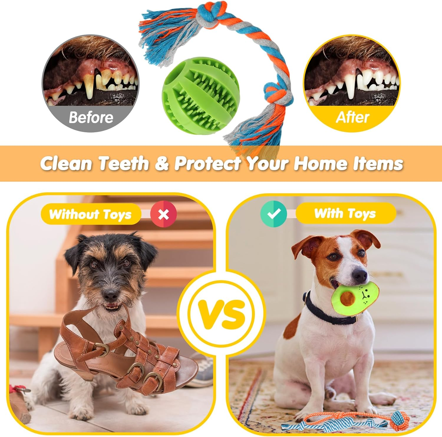 Zeaxuie 20 Pack Luxury Dog Chew Toys for Puppy, Cute Small Dog Toys with Ropes Puppy Chew Toys, Treat Ball and Squeaky Puppy Toys for Teething image number 3