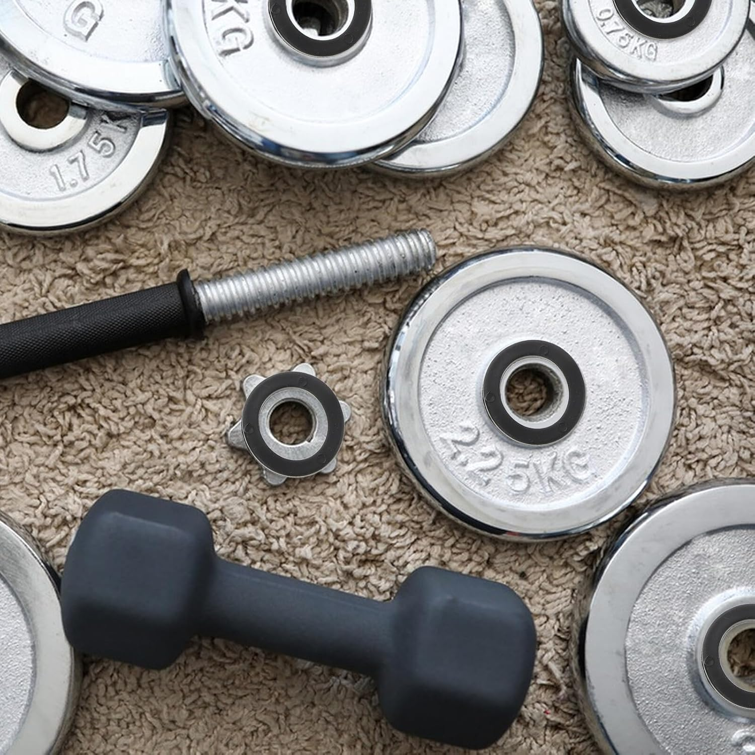 JOINPAYA 20 Pcs Dumbbell Bar Rubber Washers Spinlock Collars for Weightlifting Fitness Training Elastic Hardware for Home and Gym Exercise Equipment Easy Installation image number 5