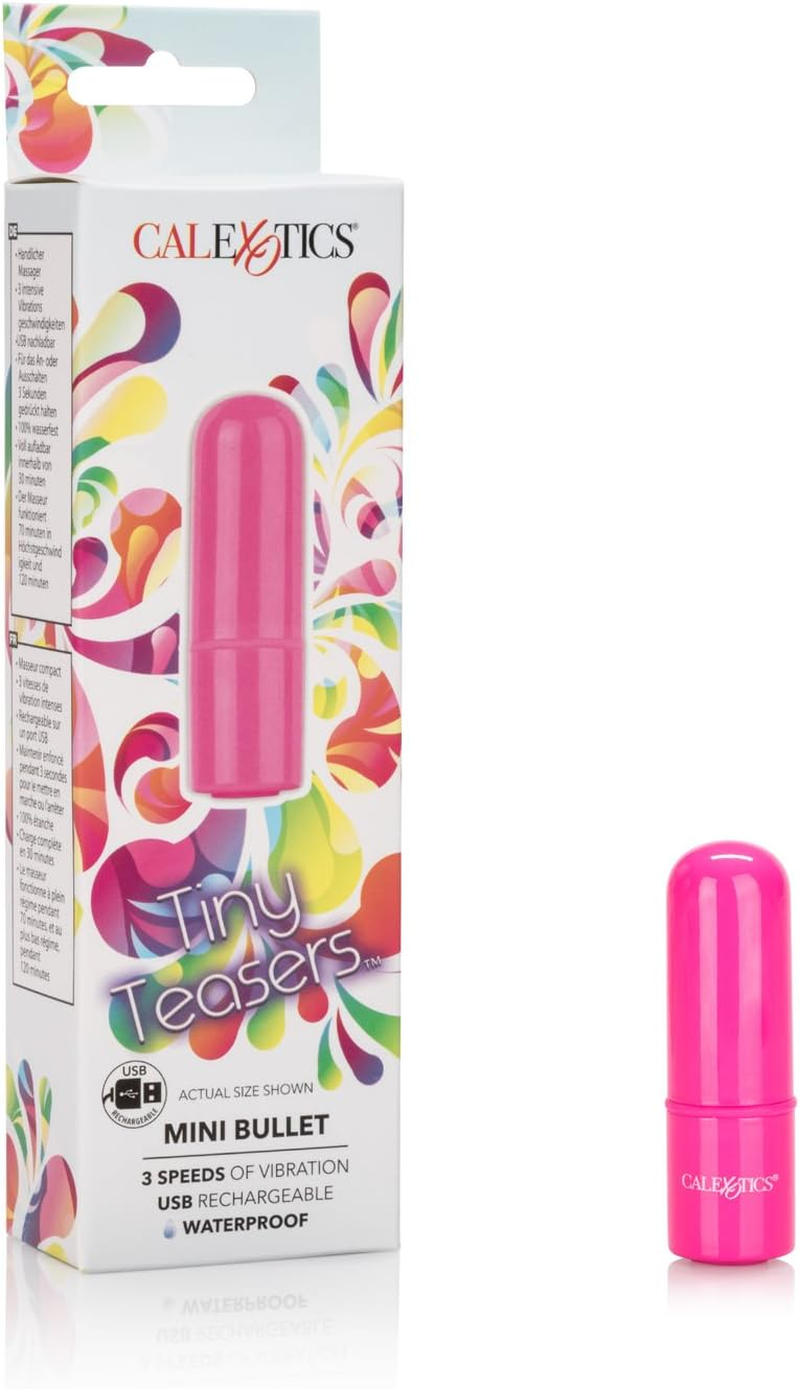 Calexotics Tiny Teasers Bunny - Waterproof Bullet Vibrator with Removable Rabbit Tip - Adult Pocket Vibrator Toys for Couples - Pink