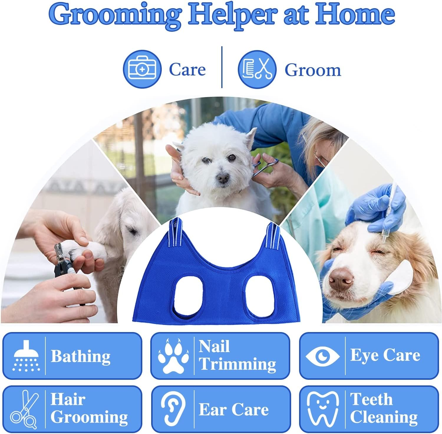 Dog Grooming Hammock, 10 in 1 Pet Grooming Hammock Harness for Cats & Dogs, Pet Hammock Restraint Bag with Nail Clippers Trimmer,Nail File,Dog Grooming Sling for Trimming Nail image number 4