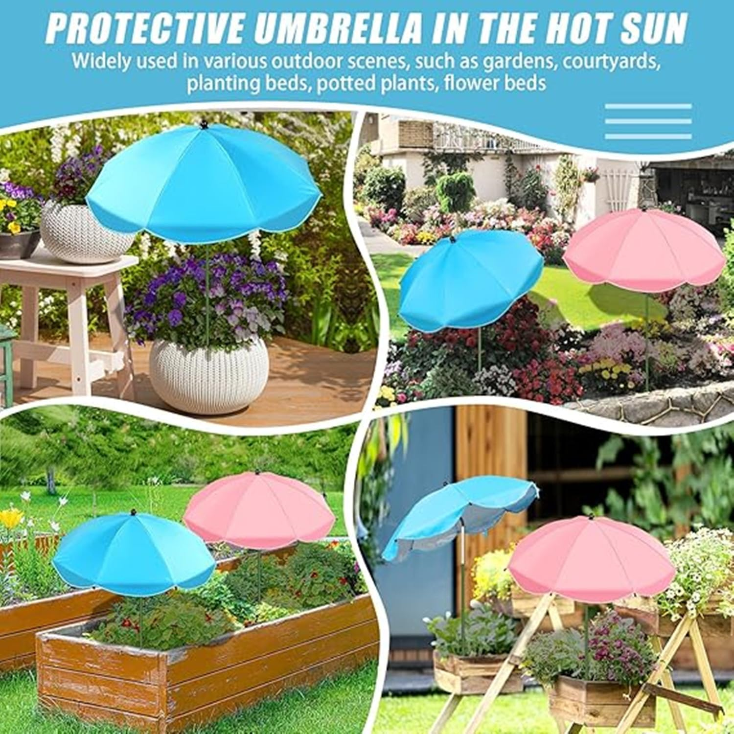 Upgraded Umbrellas for Outdoor Plants, 26" Larger Garden Plant Umbrella Shade with Adjustable Angle, 43.4" Higher Sun Shade for Plants, Potted Plant, Garden Beds image number 6
