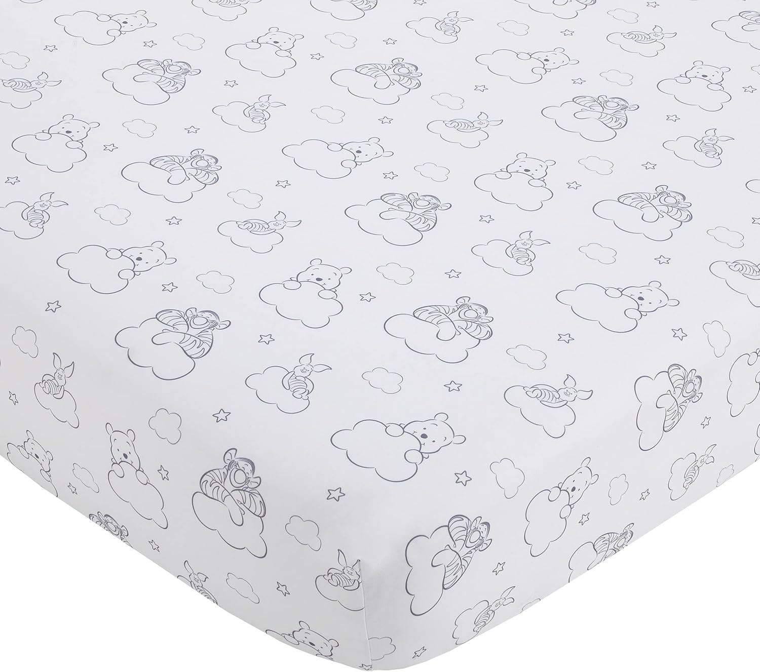 Disney Vintage Dumbo - Gray, White and Multi-Colored Circus Flags, Balls and Timothy Mouse Nursery Fitted Crib Sheet