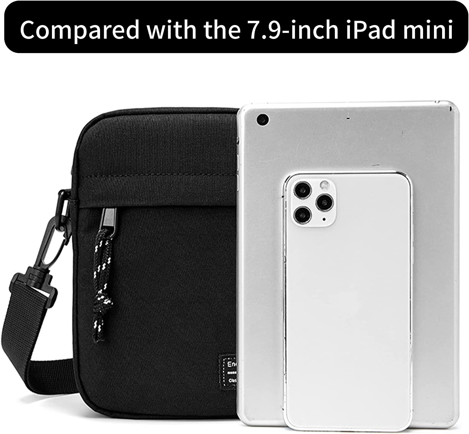 Vaupan Small Crossbody Bag Shoulder Bag for Men, Women Mini Messenger Bag Water Resistant Satchel Bag for School Work Travel Business (Black)