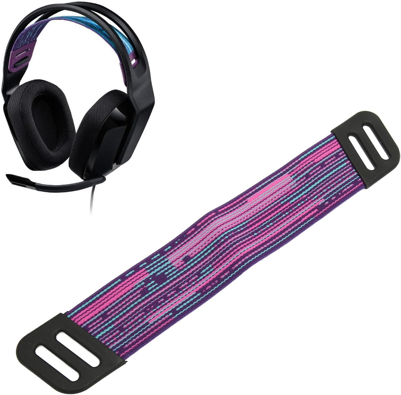 Ejoyous Headphone Headband Strap for Logitechg733 Wireless Headset G335 Wired Gaming Headset, Durable Fabric Soft Comfortable Easy Installation Colorful Design Seamless Replacement (Pink Blue) - Green image number 5