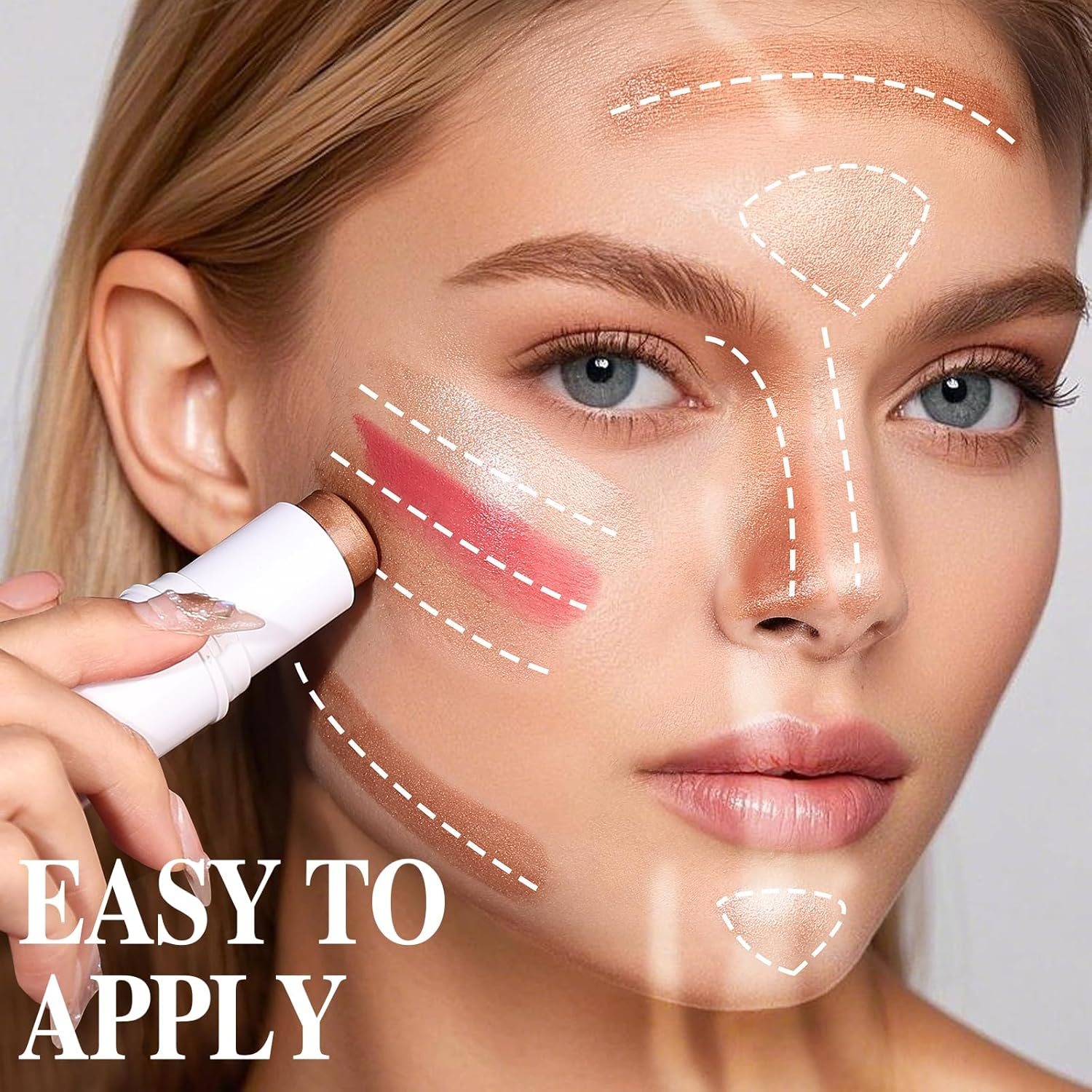 Bayfree 3 PCS Makeup Cream Contour Stick Set, Highlighter, Bronzer & Blush Stick Trio for Face, Long Lasting, Natural Face Contour, Dewy & Matte Finish, Suitable for All Skin image number 3